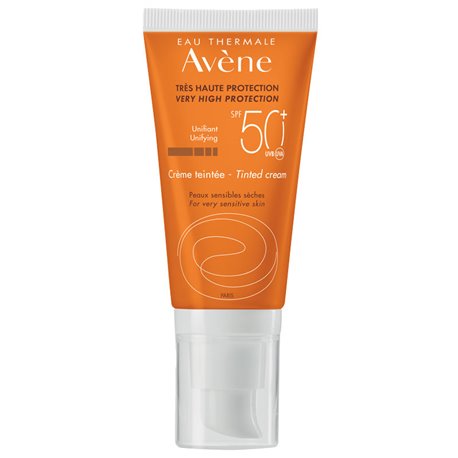 AVÈNE SOLAIRE CRÈME TEINTÉE SPF50+ PEAUX SENSIBLES SÈCHES 50ML
