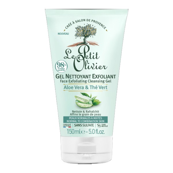 LE PETIT OLIVIER GEL NETTOYANT EXFOLIANT ALOE VERA ET THÉ VERT 400ML